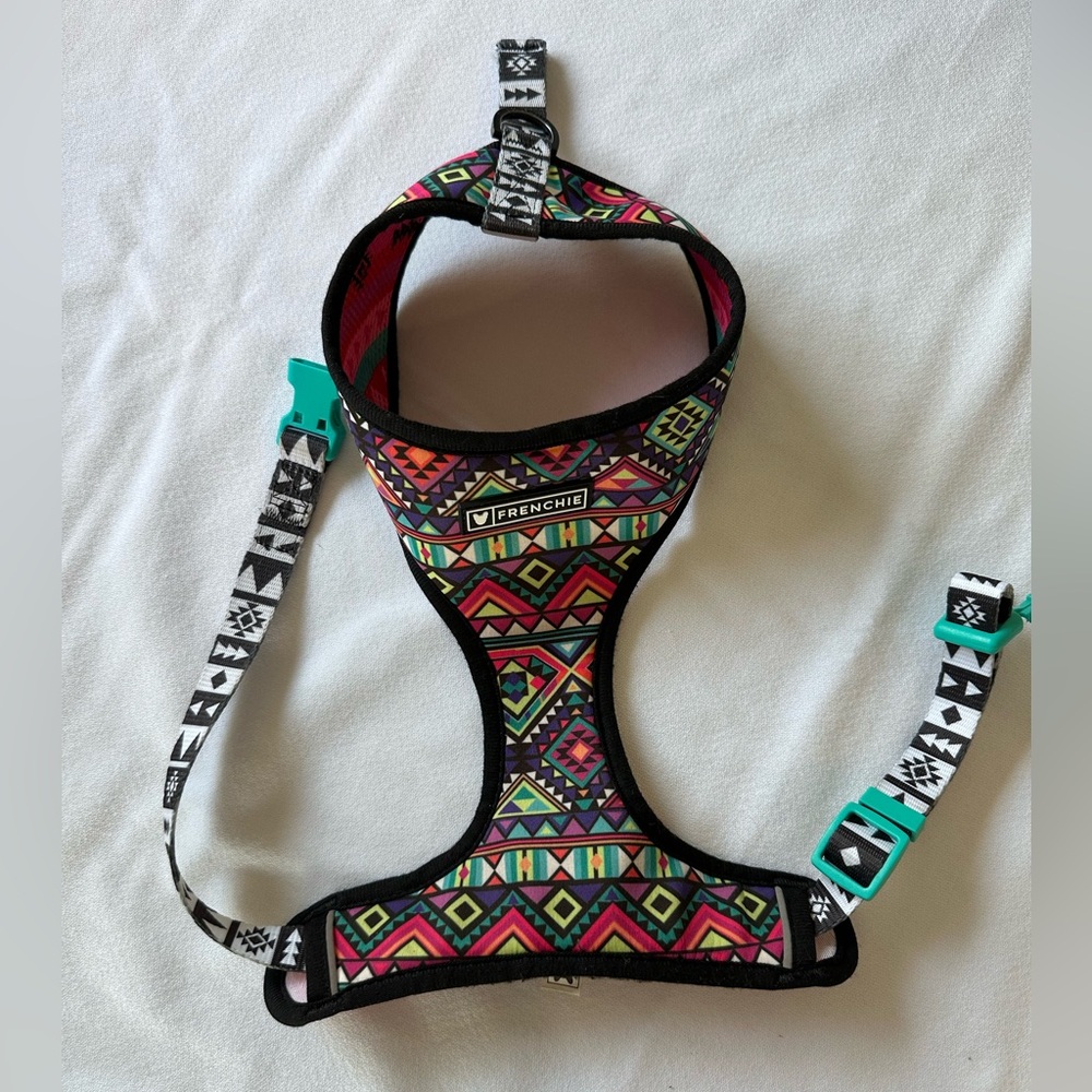 Frenchie Bulldog Reversible Colorful Geometric Dog Harness
